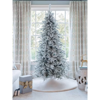 King Of Christmas 6.5ft Snow Flocked Hinged Slim Artificial Christmas Tree Unlit, Queen Flock Xmas Tree | Target