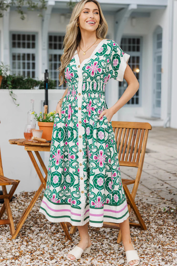 My Finest Moment Green Medallion Midi Dress | The Mint Julep Boutique