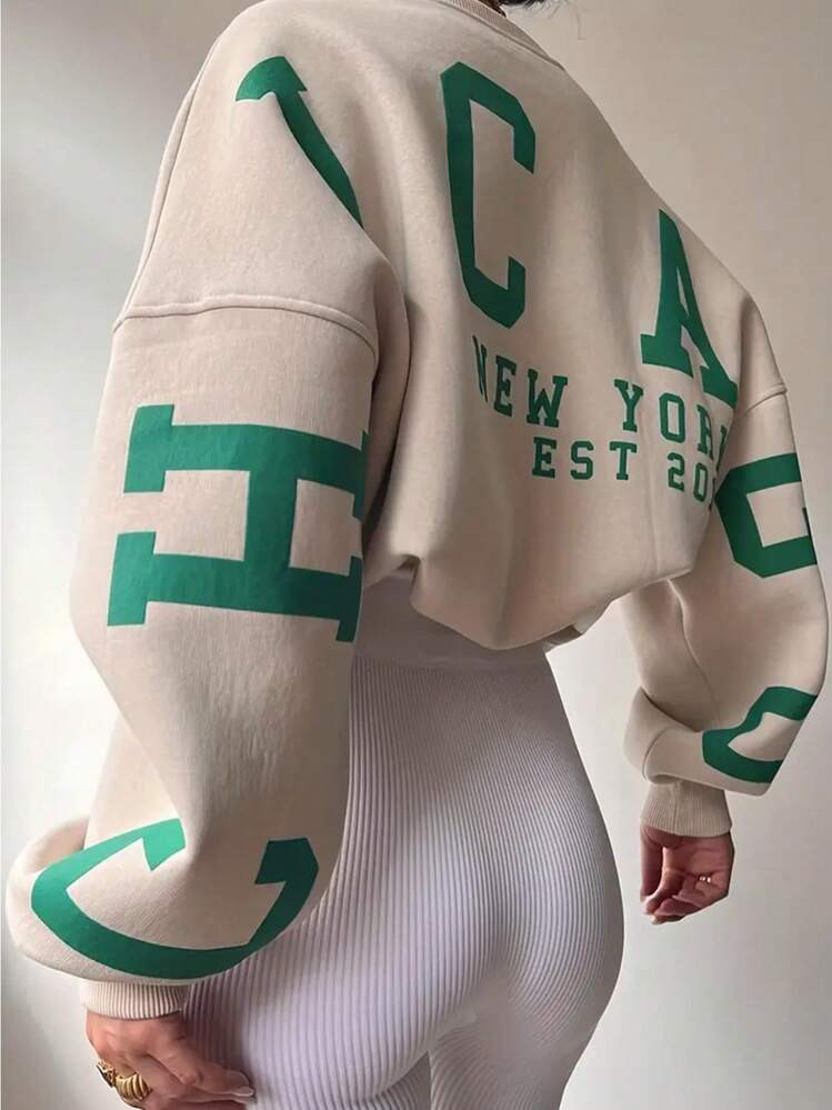 INAWLY Letter Graphic Drop Shoulder Sweatshirt Graduation,Back To School Outfits,Graduation,Teacher Outfits For Women,Back To School Pullover Fall Outfit | SHEIN