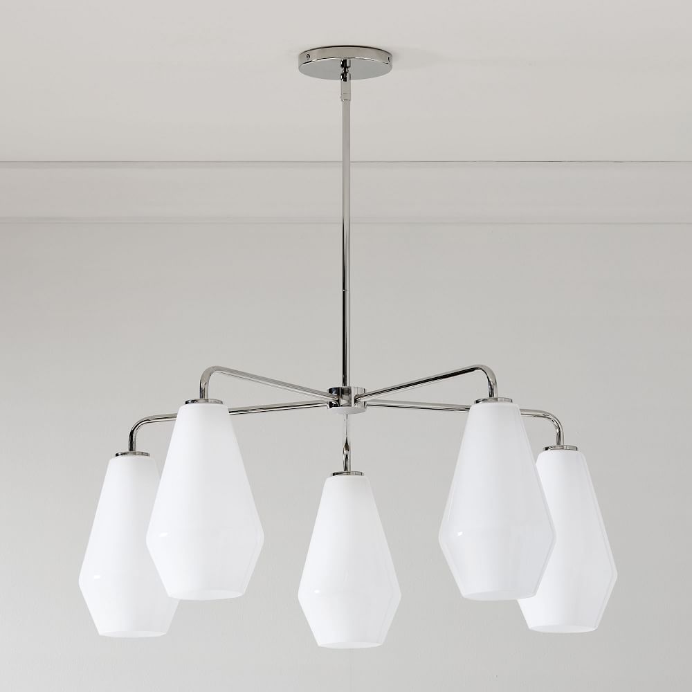Sculptural Glass 5-Light Geo Chandelier - Milk (35&quot;) | West Elm (US)
