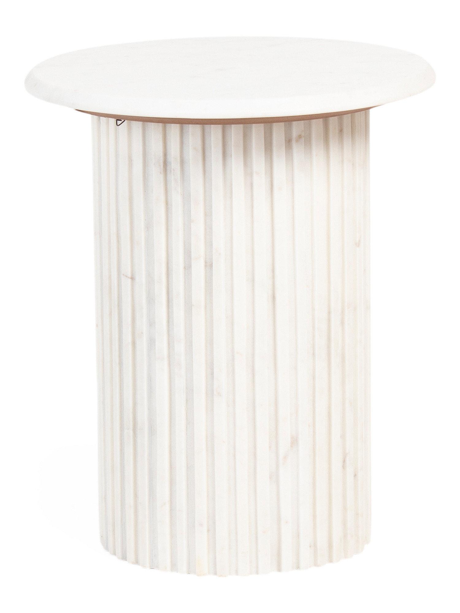 Marble Round Sawar Ribbed Pillar Side Table | Global Home | Marshalls | Marshalls