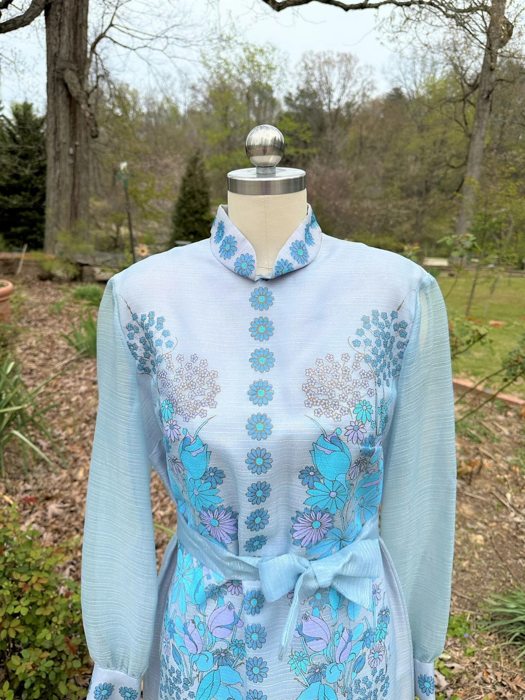 CIRCA 70's SHAHEEN BLUE Dress/shaheen/shaheen Maxi Dresses/70's Floral Dresses/70's Maxi Dresses/... | Etsy (US)