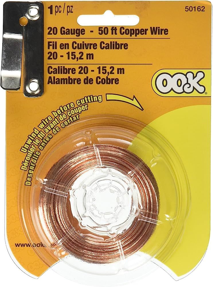 OOK 50162 20 Gauge, Copper Hobby Wire, Picture Hanging Wire, 50ft, 10lbs | Amazon (US)
