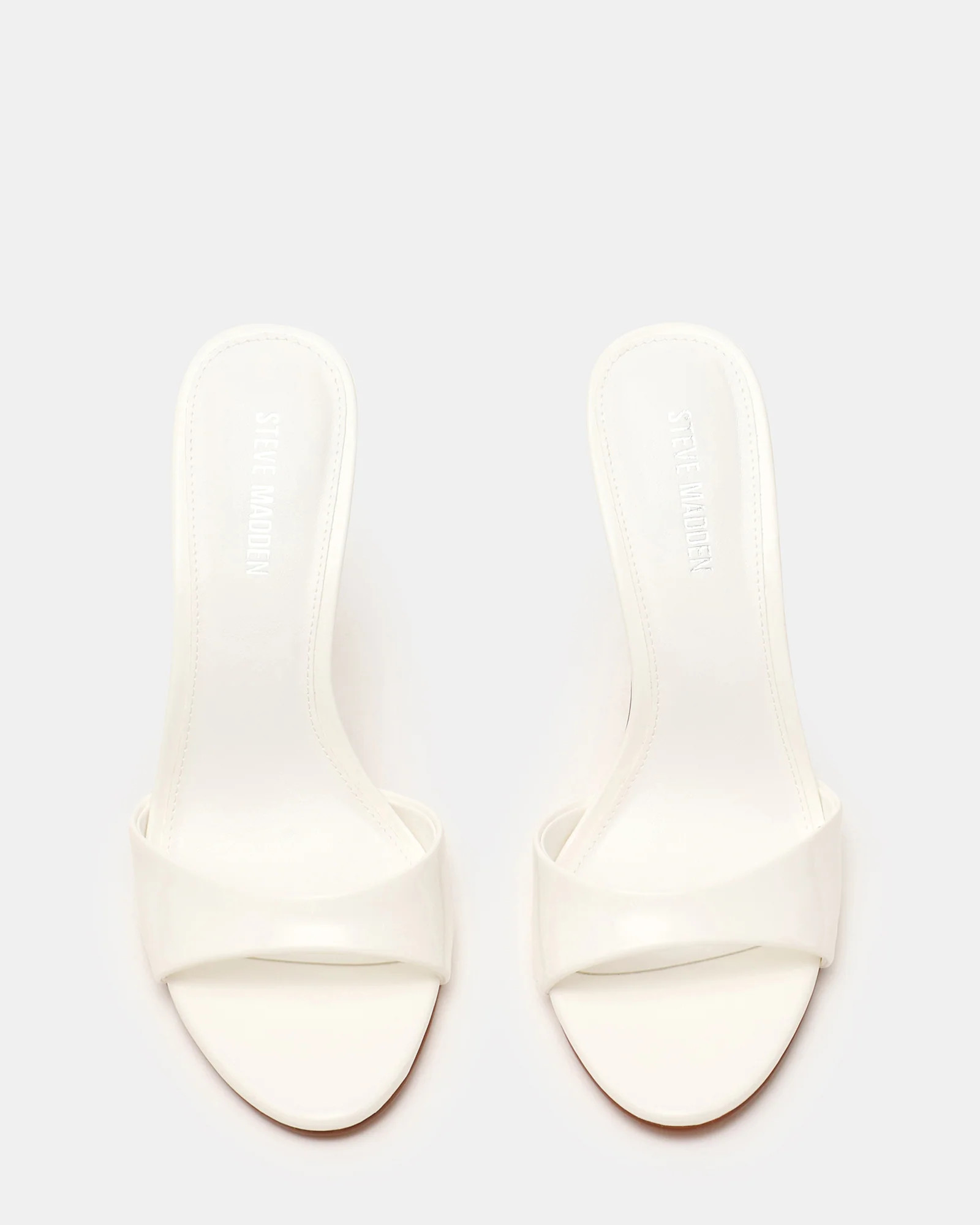DAVINA White Patent Rounded Open-Toe Mule Stiletto Women's Heel | Steve Madden (US)