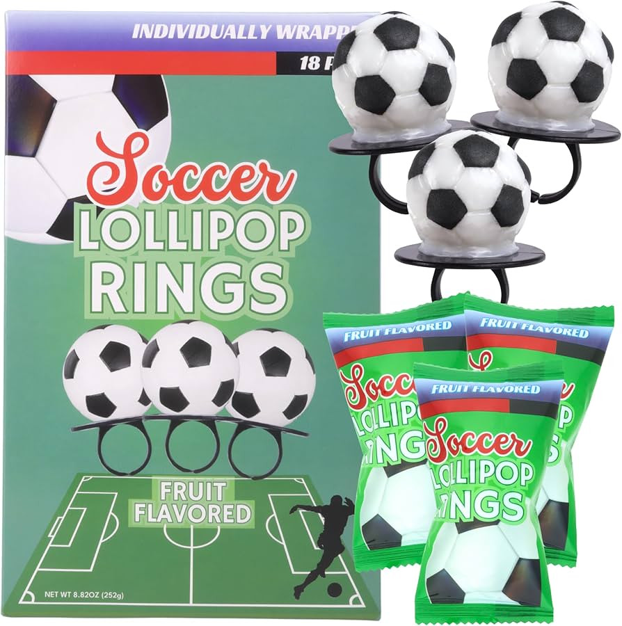 Lil' League Lil League Soccer Ball Lollipop Rings, Individually Wrapped Candy for Birthday Party ... | Amazon (US)