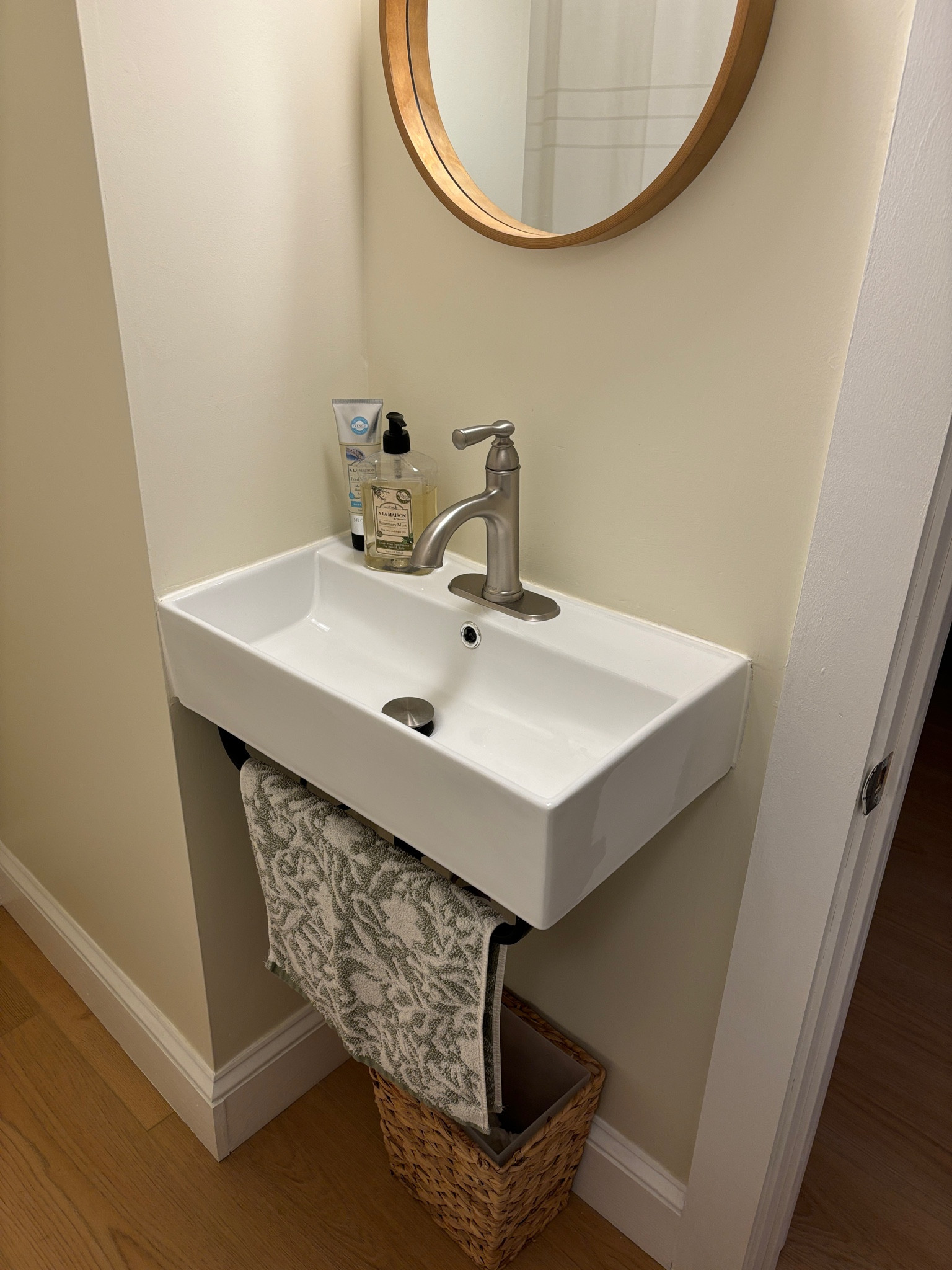 Small space bathroom or powder room sink with built in towel bar

#LTKxPrimeDay #LTKHome