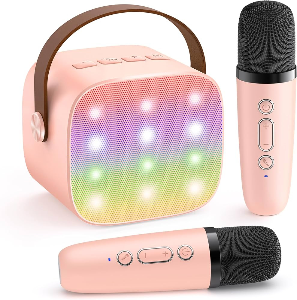 YLL Mini Karaoke Machine for Kids Adults, Portable Bluetooth Speaker with 2 Wireless Microphones,... | Amazon (US)