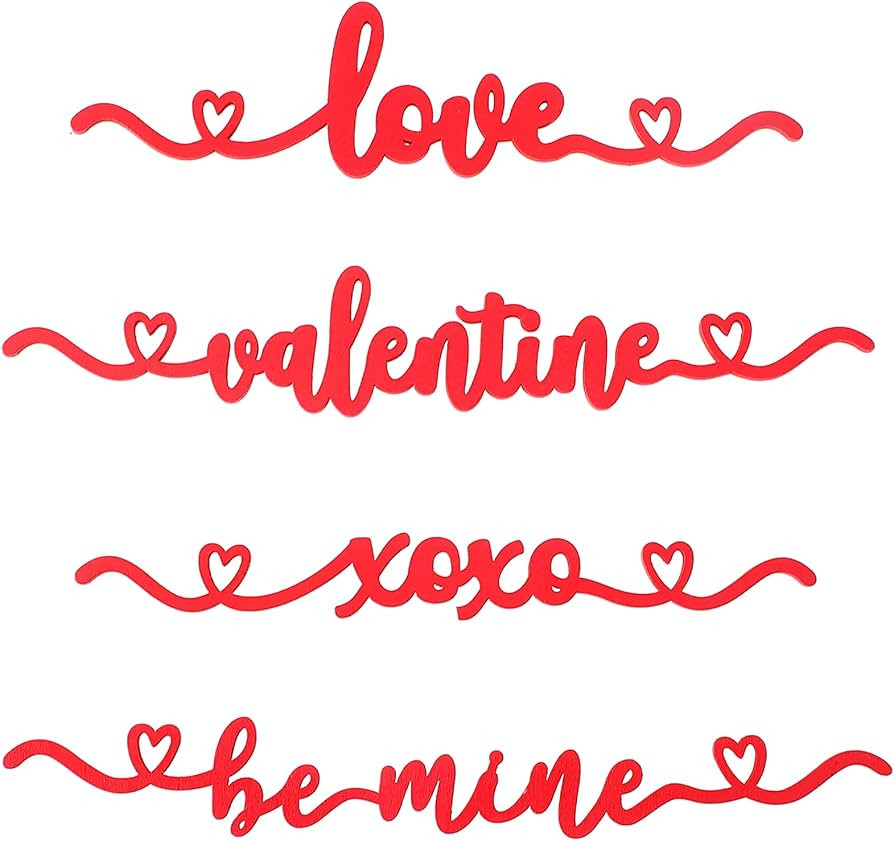 8 Pcs Valentine's Day Tabletop Wood Words Cutouts with XOXO, Love, Be Mine, Valentine Wooden Plat... | Amazon (US)