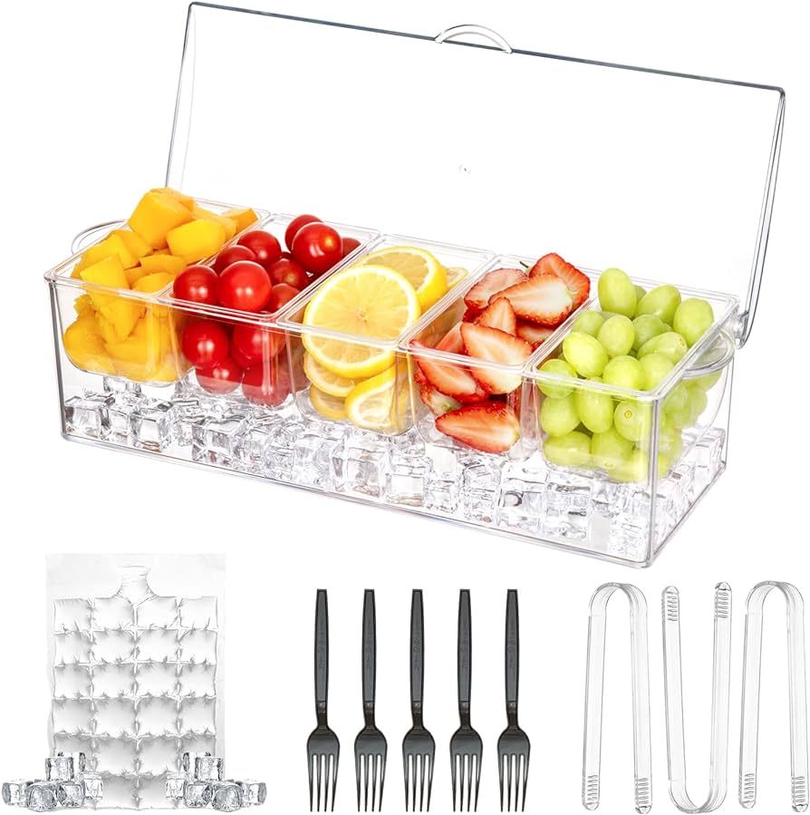 Laojbaba Chilled Condiment Server Clear ICY Condiment Bar Condiment Tray ice Party Serving bar wi... | Amazon (US)