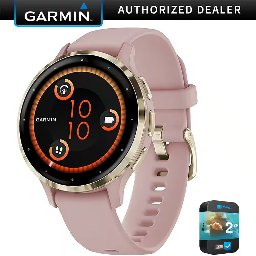 Garmin - Venu 3S GPS Smartwatch 41mm + Extended Warranty Bundle - Soft Gold Stainless Steel Bezel w/ Dust Rose Band - (2023) | Best Buy U.S.
