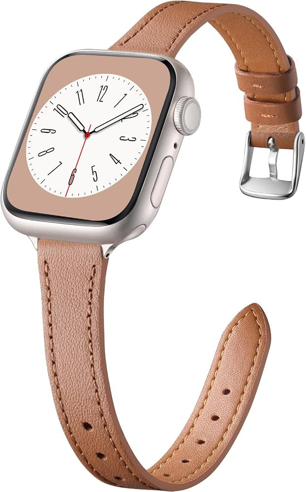 Slim Leather Band Compatible with Apple Watch Bands for Women 40mm 38mm 41mm 42mm 44mm 45mm 46mm,... | Amazon (US)
