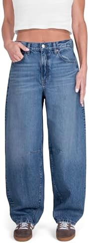 Womens Baggy Barrel Jeans Wide Leg Mid Rise Premium Denim Pants | Amazon (US)