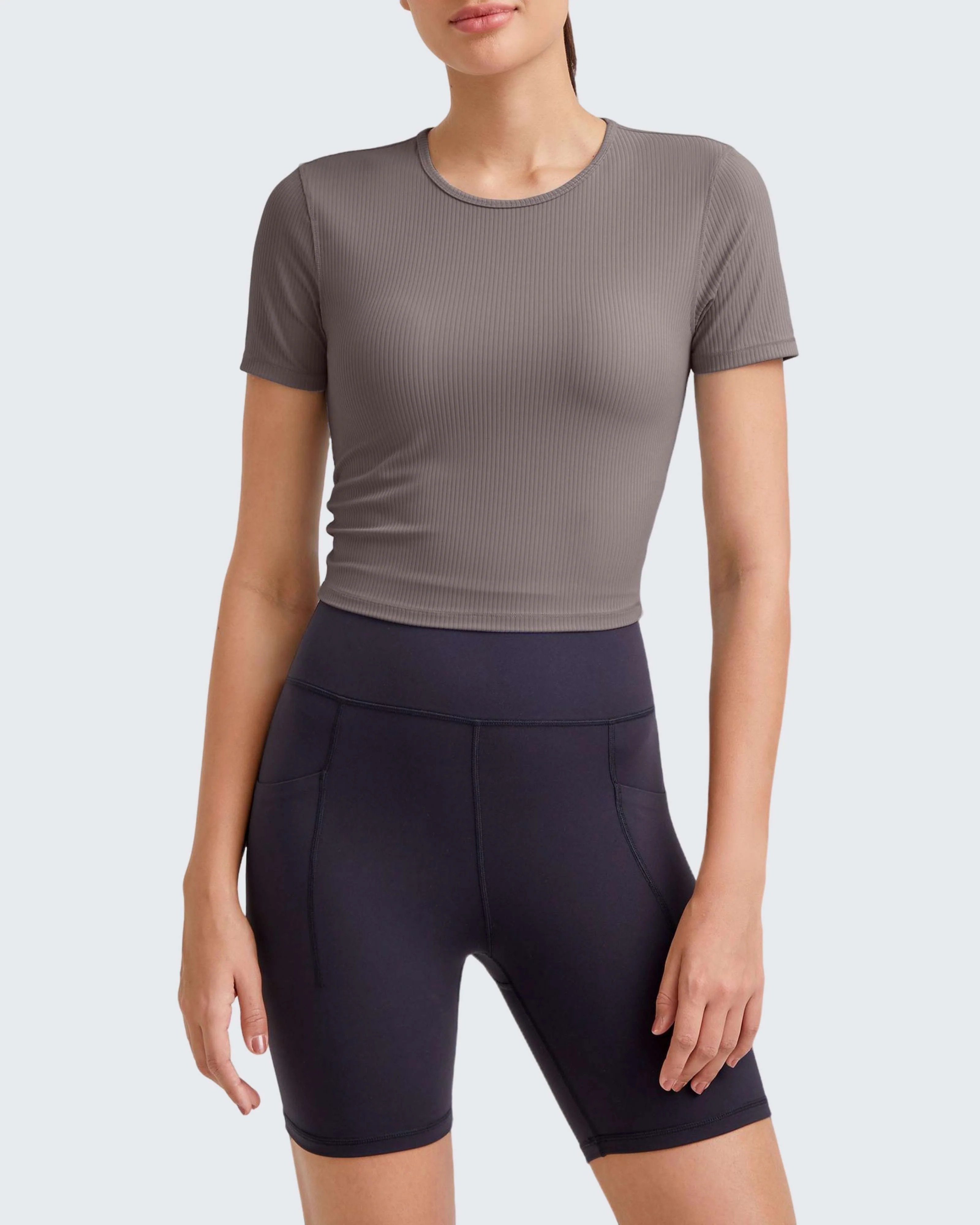G4free Ribbed Slim Workout Crop Short Sleeve | g4free activewear