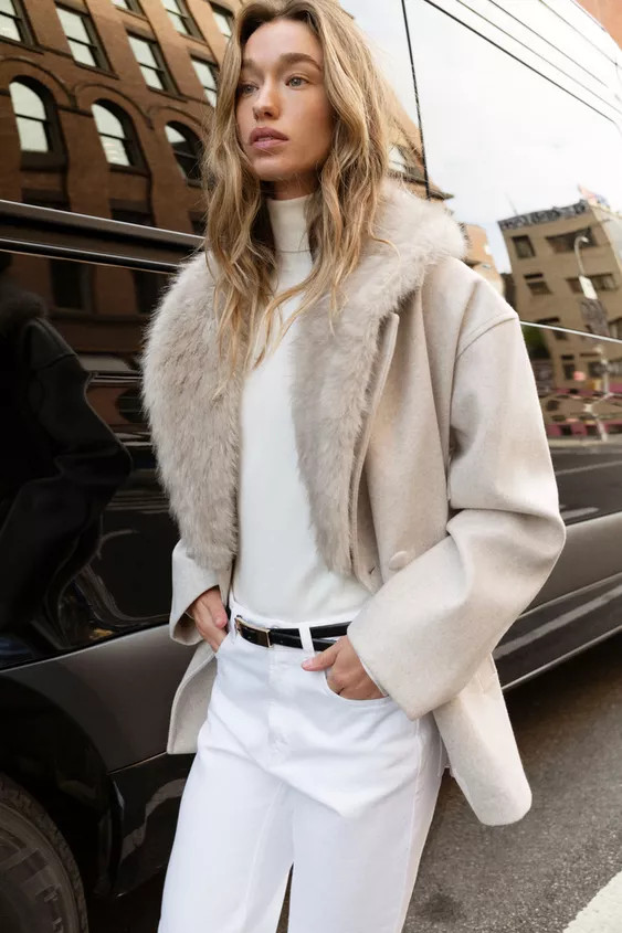 SOFT COAT WITH FAUX FUR COLLAR | Zara US