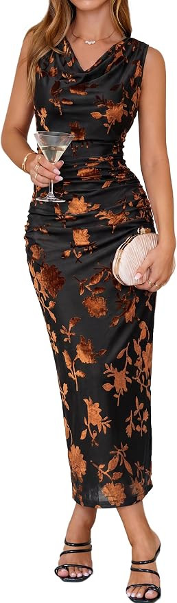Simplee Womens Velvet Cowl Neck Fall Formal Wedding Guest Maxi Dress 2026 | Amazon (US)