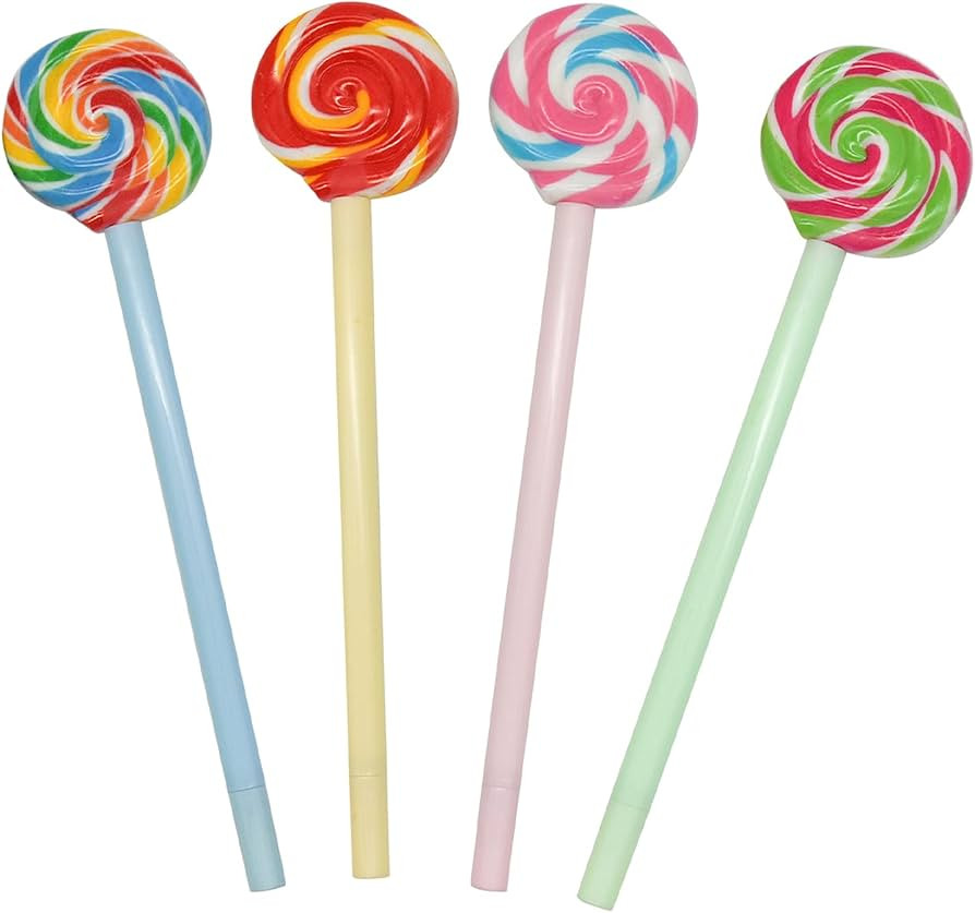 Maydahui 20PCS Lollipops Shaped Rollerball Pen Rainbow Swirl Spinning Design Black Gel Ink Pens f... | Amazon (US)