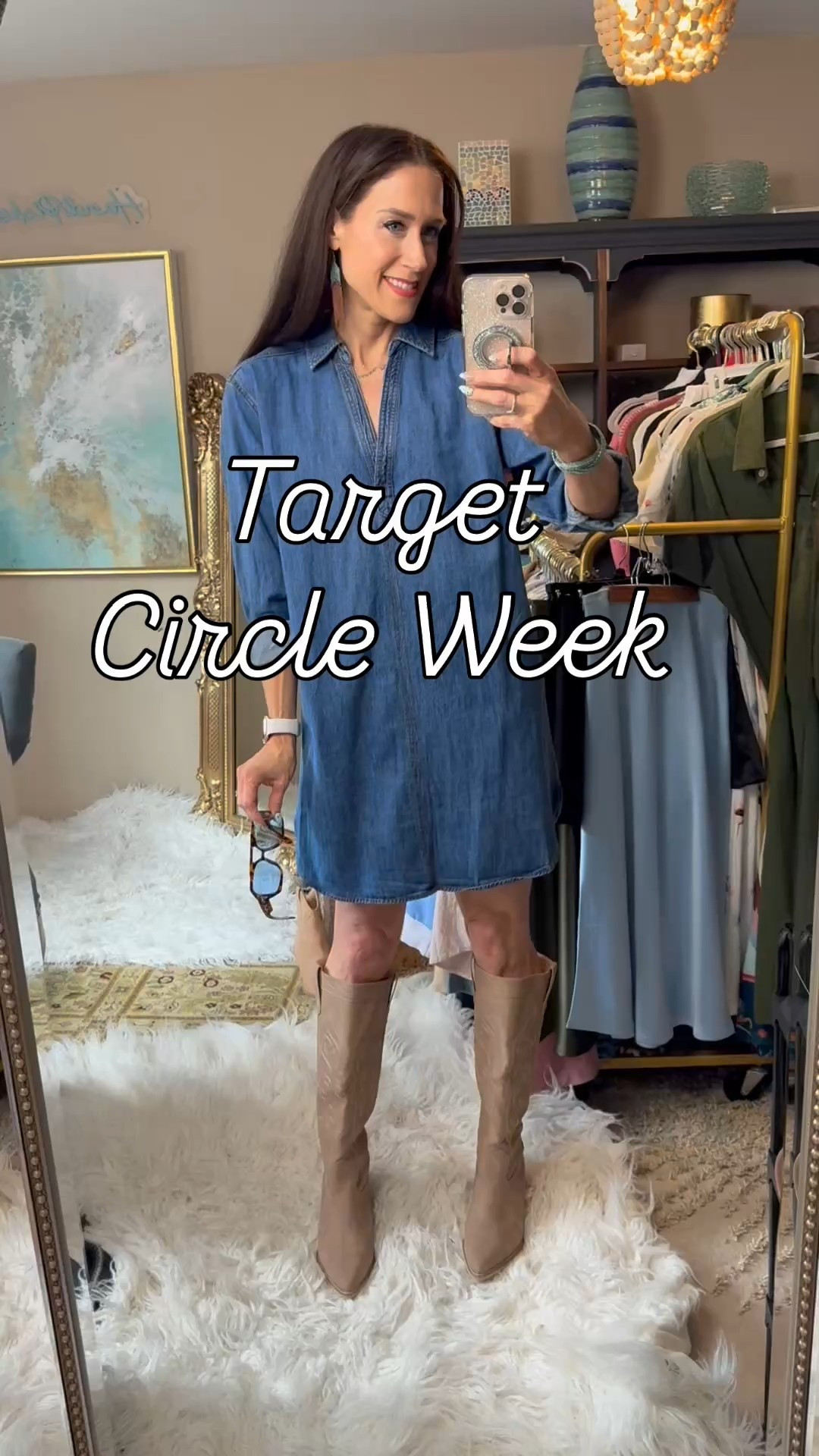 Which dress do you like more? 1 or 2?🤔 
C0mment DRESS for 🔗 sent to your 📬 
🎯It’s Target Circle Week, and I found TWO must-have denim shirt dresses from Target that are giving major Western vibes! 🤠 Styled both with cowboy boots for that chic country girl aesthetic, and added a Western belt to one for a little extra flair! ✨ 
Both shirt dresses are a bit oversized—especially the first one. (I’m wearing a medium in both!) 💙

Which one’s your fave—belted or classic oversized? These are perfect for spring, festival season, or just casual everyday mom style on the go. Plus, they’re part of the Target sale this week, so it’s the perfect time to grab them!

Affordable fashion, Western outfit inspo, and trendy spring looks - Target finds!

#TargetStyle #DenimShirtDress #WesternOutfitInspo #CowboyBootStyle #TargetCircleWeek #WesternStyle #SpringFashion2025 #TargetTryOn #CountryChic #CasualMomStyle #FestivalFashion #AffordableStyle #TargetFashionFinds #EverydayOutfitInspo #DenimDressVibes #BeltedDressLook #OversizedShirtDress #TrendyMomStyle #SpringOutfitInspo #TikTokMadeMeBuyIt

#LTKFindsUnder50 #LTKSaleAlert #LTKWatchNow