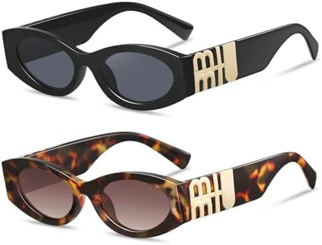 YDAOWKN Retro Oval Cat Eye Sunglasses for Women Trendy Narrow Sunnies Designer Sun Glasses UV400 | Amazon (US)