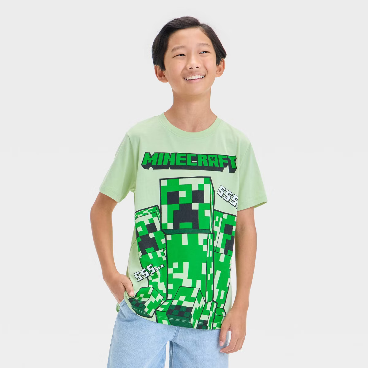 Boys' Minecraft Short Sleeve T-Shirt - Green | Target