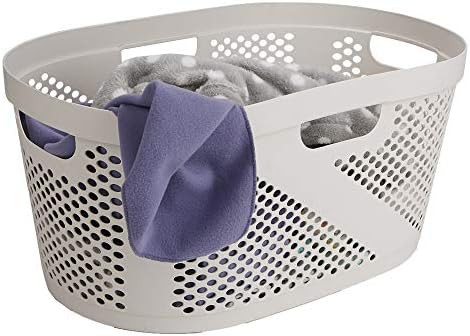 Mind Reader HHAMP40-IVO, Laundry, Storage, Bathroom, Bedroom, Home, Ivory 40 Liter Clothes Basket | Amazon (US)