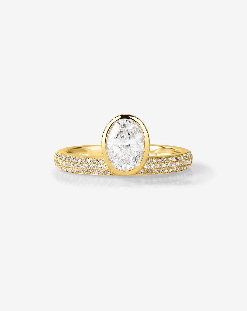 Framed Oval Pav\u00e9 Lab Diamond Ring | Ring Concierge