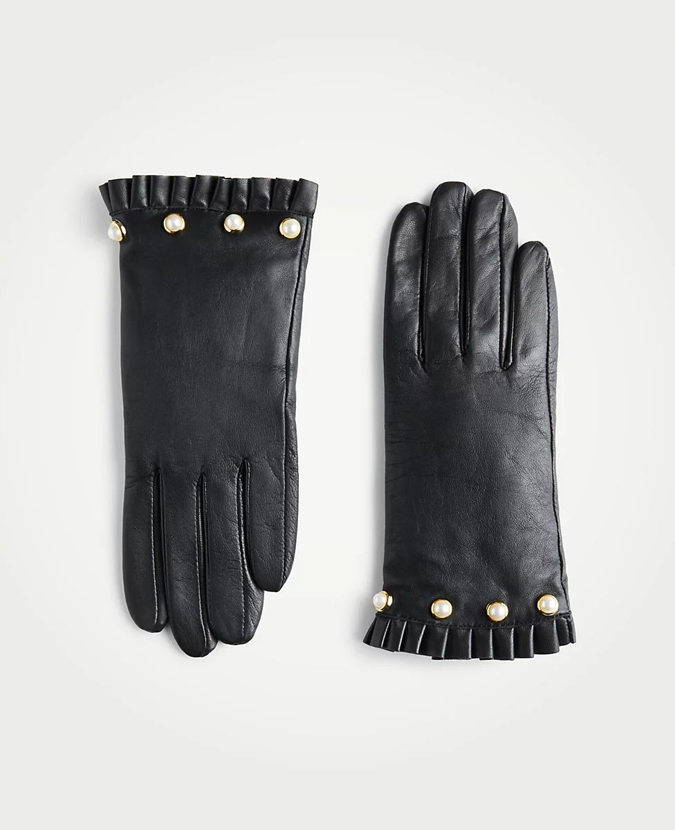 Pearlized Ruffle Cuff Gloves | Ann Taylor (US)