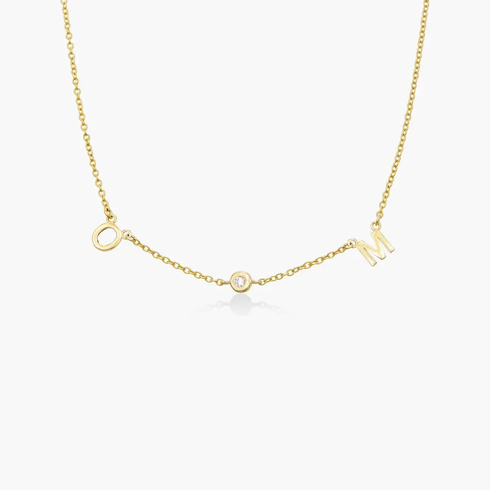Inez Initial Necklace with Diamonds - 14K Solid Gold | Oak & Luna (US)