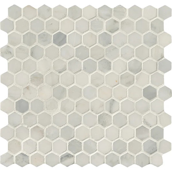 Arabescato Carrara 1" x 1" Marble Honeycomb Mosaic Wall & Floor Tile | Wayfair North America