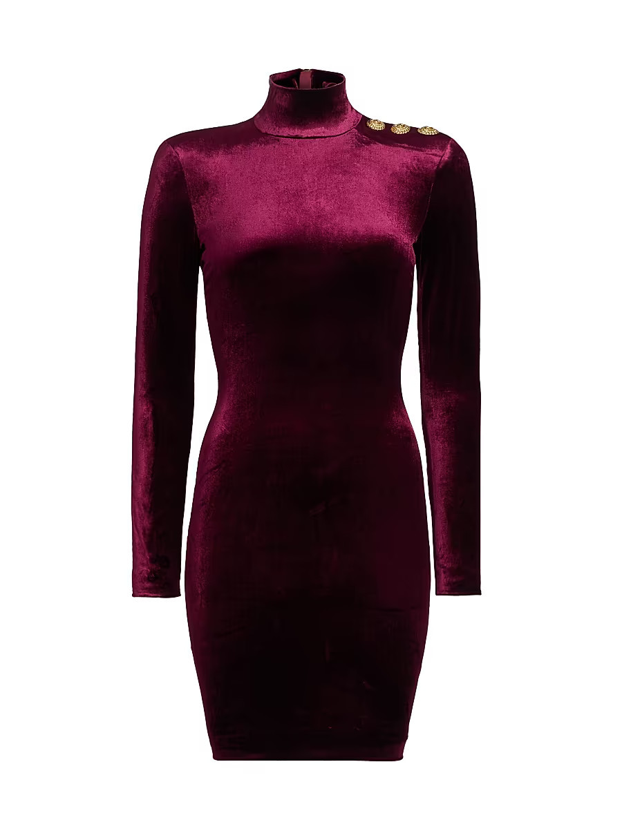Women's Long-Sleeve Velvet Body-Con Minidress - Violet - Size 2 | Saks Fifth Avenue
