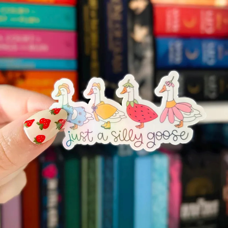 Silly Goose Sticker | Holographic Just A Silly Goose Sticker | Kindle Sticker | Vinyl Glitter Sti... | Etsy (US)