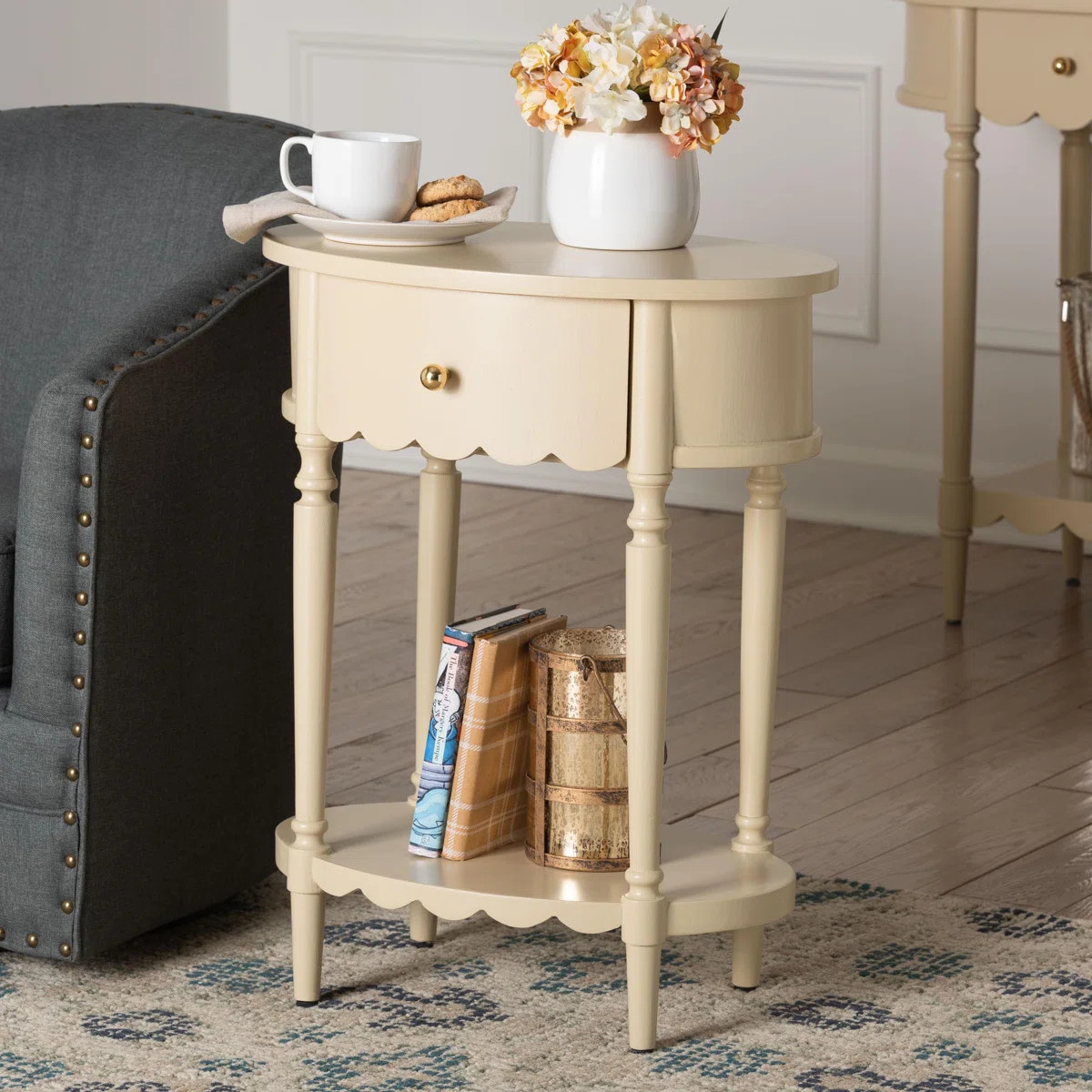 bali & pari Liba End Table - 1-Drawer Accent Table with Scalloped Detailing and Open Shelf Storag... | Wayfair North America
