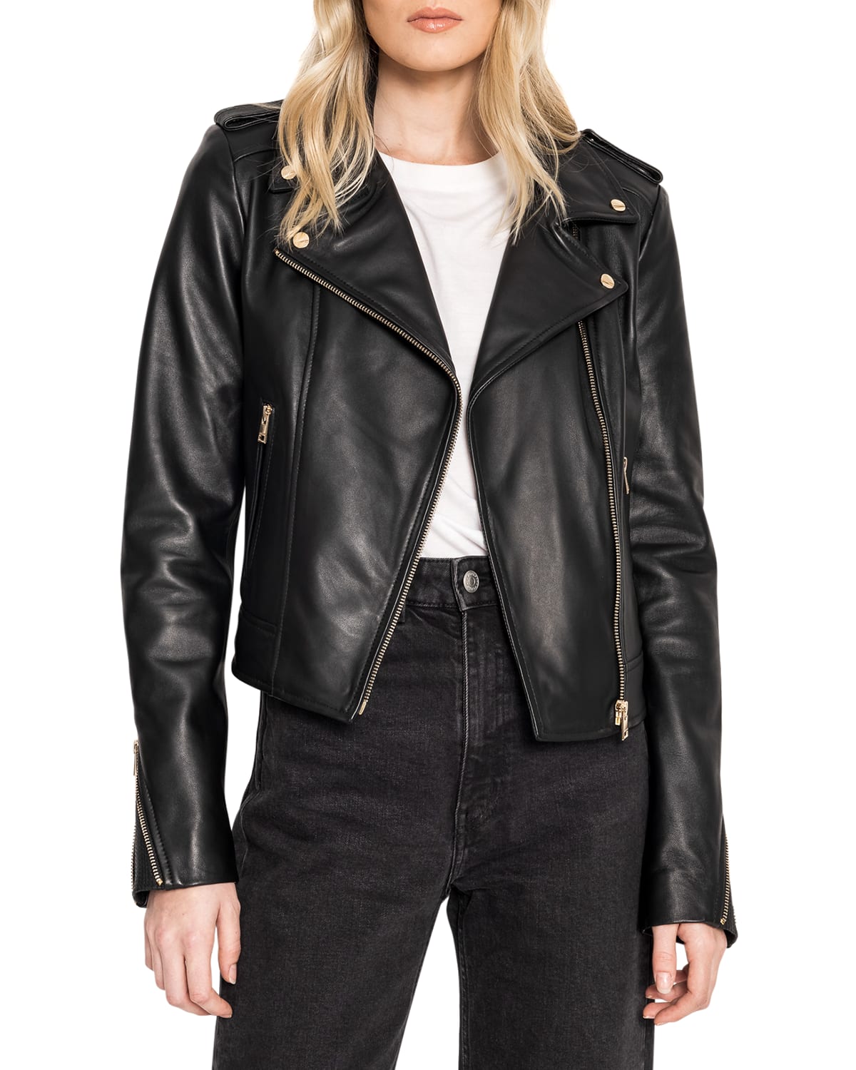 Donna Leather Biker Jacket | Neiman Marcus