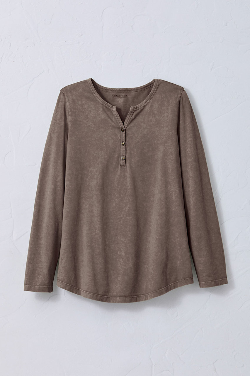 Vintage-Wash Solid Long-Sleeve Henley | Coldwater Creek