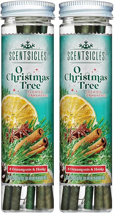 Scentsicles O Christmas Tree Scented Christmas Ornaments with Hooks - 2 Bottles (12 Sticks Total) | Amazon (US)