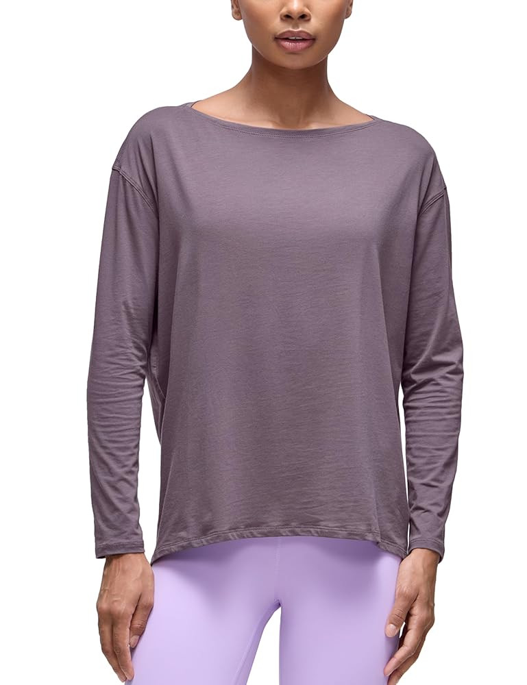 CRZ YOGA Pima Cotton Long Sleeve Workout Shirts for Women Loose Fit Athletic Yoga T-Shirts Casual... | Amazon (US)