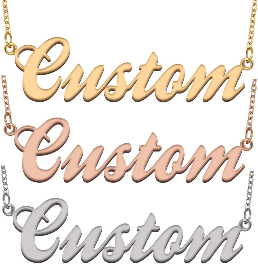 Dancing Wolf Stainless Steel Custom Name Necklace Personalized Customize Any Names Mother Day Jewelr | Amazon (US)