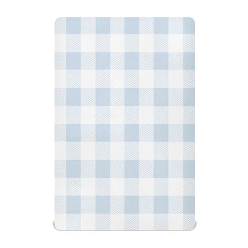 Kigai Blue Gingham Crib Sheets for Boys Girls Jersey Knit Fitted Crib Sheet Blue Gingham Sheets for Standard Crib and Toddler Bed Mattresses, Cozy Soft Breathable, 28 x 52 inch | Amazon (US)