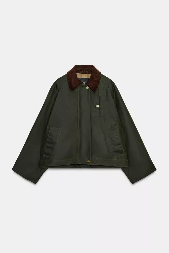 CONTRAST COLLAR WAXED JACKET ZW COLLECTION | Zara US