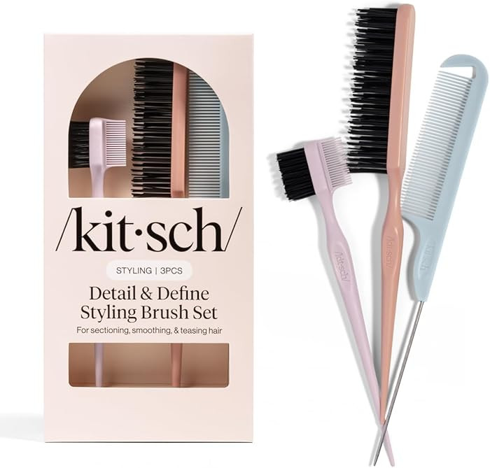 Kitsch Detail & Define Styling Brushes Set – Hair Styling Combs Kit with Pintail Comb, Edge Bru... | Amazon (US)