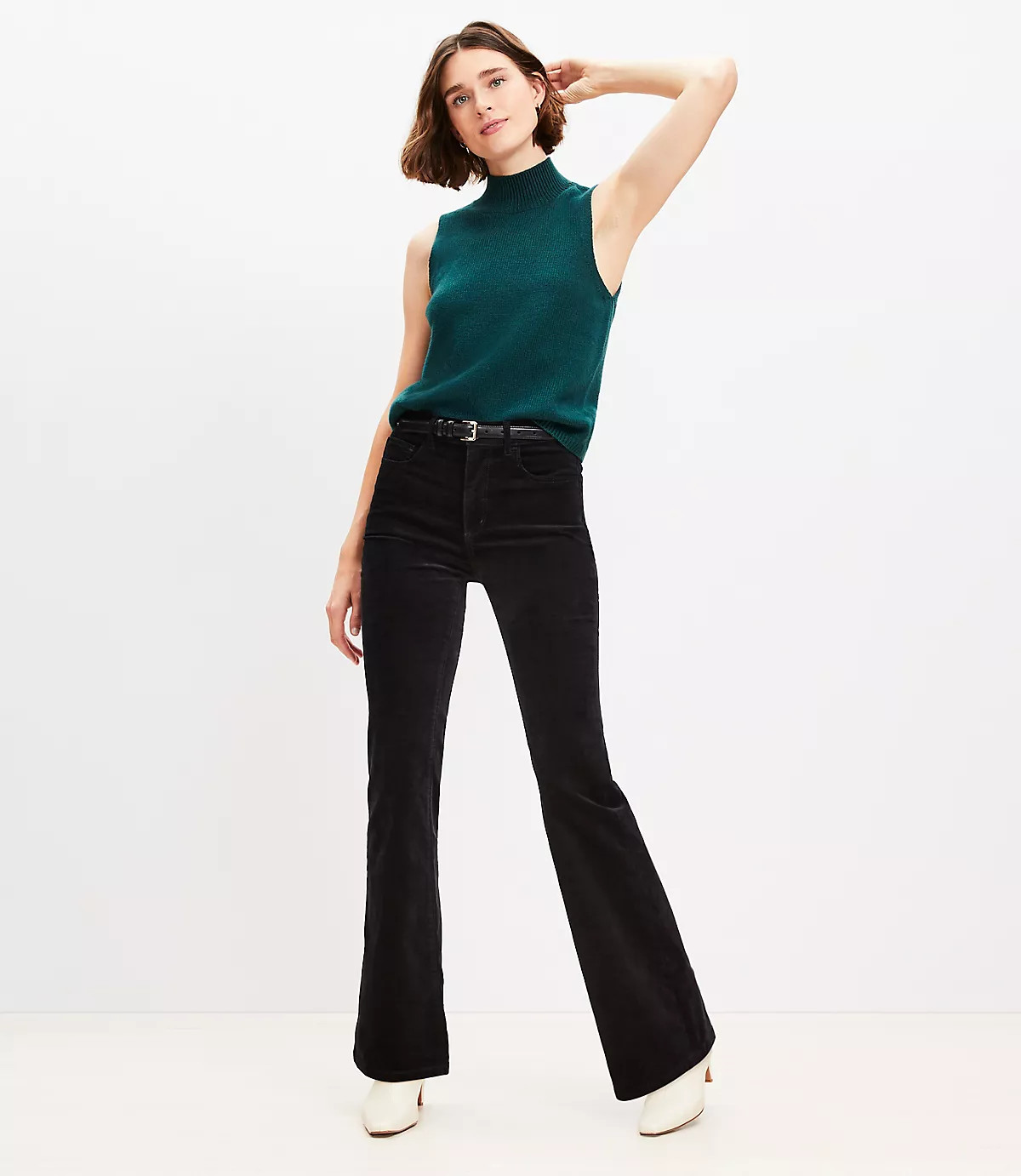 Five Pocket Slim Flare Pants in Velvet | LOFT