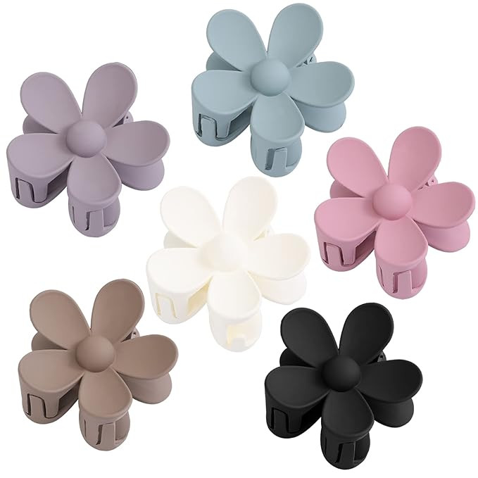 6PCS Flower Hair Clips, Matte Hair Claw Clips, Large Claw Clips For Women Thick Hair, Big Cute Da... | Amazon (US)