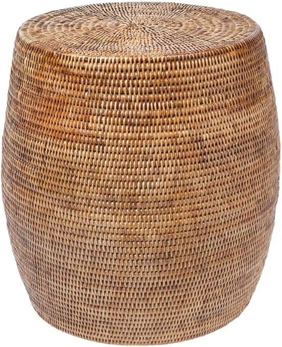 Kouboo La Jolla Round Handwoven Rattan Stool/Side Table, 18" by 18", Honey-Brown | Amazon (US)