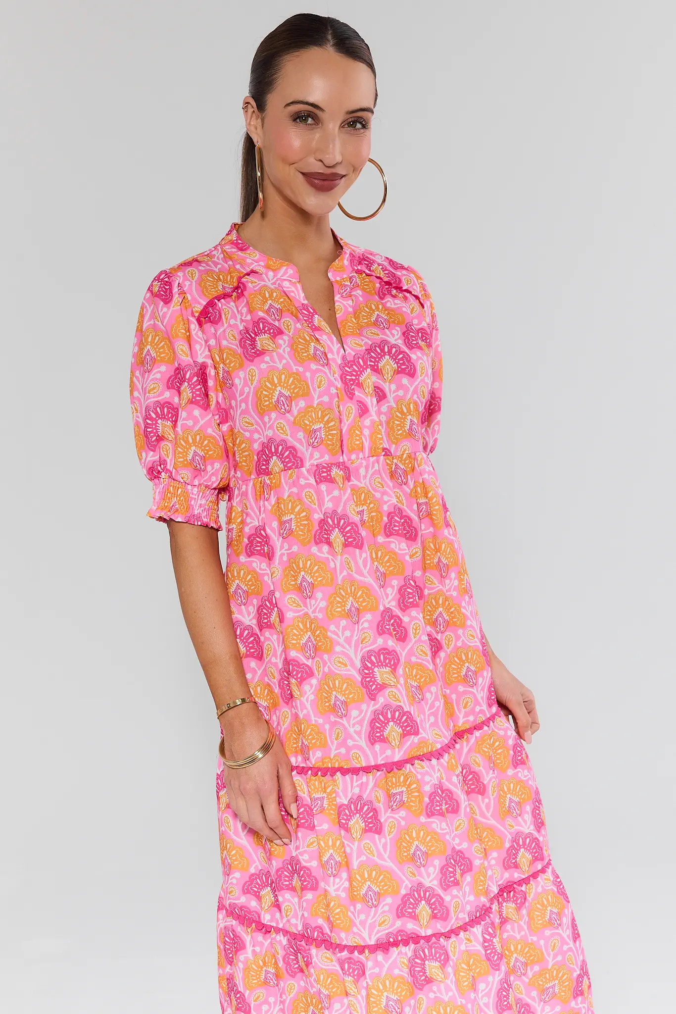 Pink Printed Midi Dress | Avara