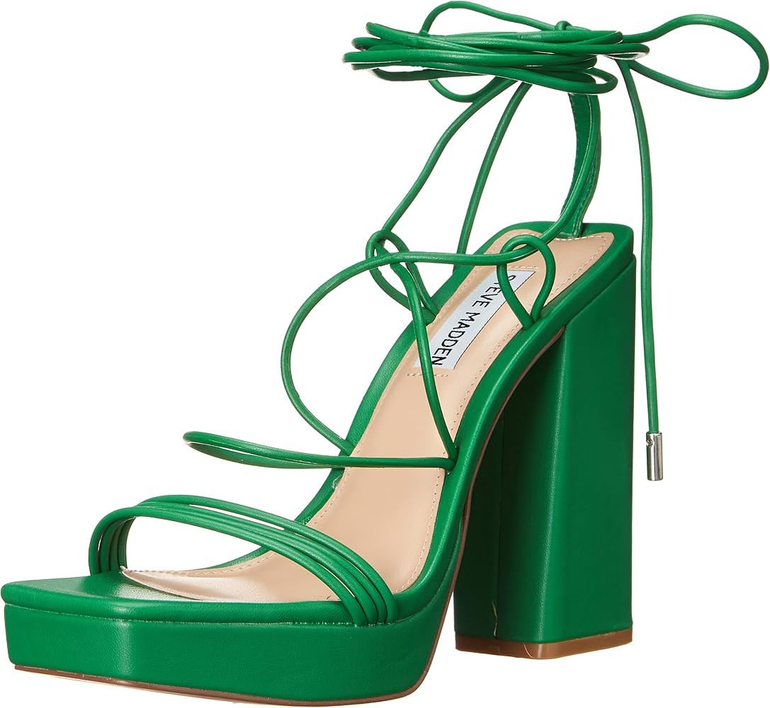 Amazon.com | Steve Madden Women's Manzie Heeled Sandal, Green, 7.5 | Heeled Sandals | Amazon (US)