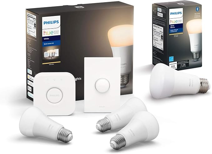 Philips Hue White LED Smart Button Starter Kit with Philips Hue White A19 LED Smart Bulb | Amazon (US)
