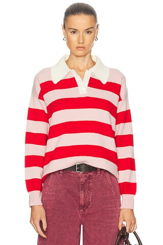 Edith Stripe Polo Sweater | FWRD 