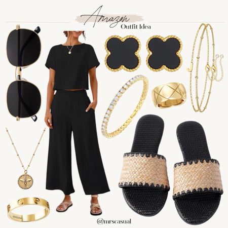 Amazon outfit idea black two piece pant outfit set

#LTKstyletip #LTKfindsunder50 #LTKSeasonal