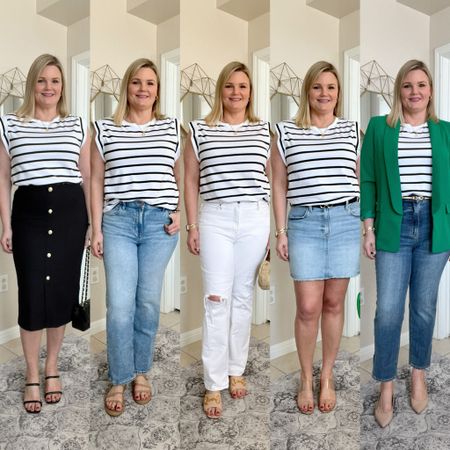 One striped top, five ways! Wearing large in the top, fits true to size  

#LTKstyletip #LTKover40 #LTKmidsize