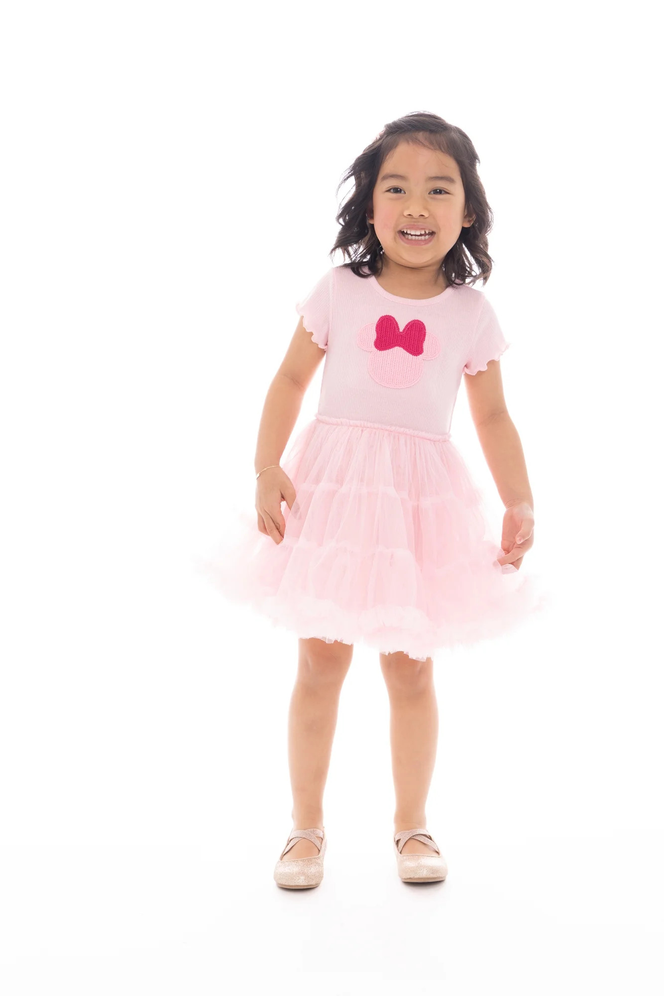 Minnie Mouse Toddler Girl Tiered Tutu Dress with Crochet Patch, Sizes 12M-5T | Walmart (US)