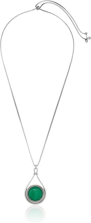 Lucky Brand Silver-Tone Round Stone Reversible 32" Pendant Necklace | Amazon (US)
